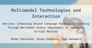 multimodal technologies and interactionに採択